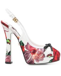 Dolce & Gabbana - Flower Print Satin Pumps - Lyst