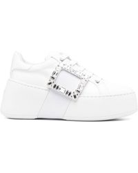Roger Vivier - Viv Skate High Strass Leather Sneakers - Lyst