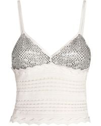 Genny - Knitted Top With Rhinestone Mesh - Lyst