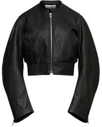 MM6 by Maison Margiela - Leather Effect Bomber Jacket - Lyst