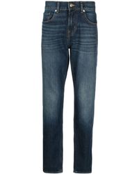 7 For All Mankind - Tapered-leg Stretch-cotton Jeans - Lyst
