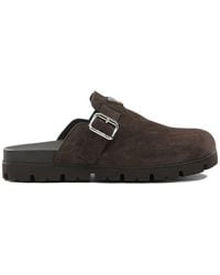 Prada - Suede Leather Slippers - Lyst