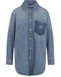 Miu Miu - Suede And Denim Shirt - Lyst