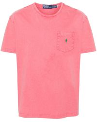 Polo Ralph Lauren - Cotton T-shirt With Pocket And Embroidered Logo - Lyst