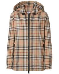 Burberry - Check Motif Hooded Jacket - Lyst