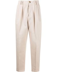 Brunello Cucinelli - Mid-rise Tapered Cotton Trousers - Lyst