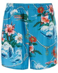 Gucci - Printed Silk Shorts - Lyst