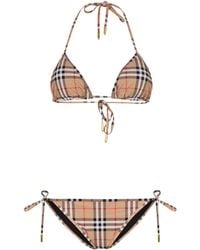 Burberry - Check Motif Triangle Bikini Set - Lyst