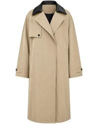 Bottega Veneta - Leather Collar Cotton Trench Coat - Lyst