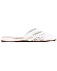 Alaïa - Infradito Leather And Fishnet Mules - Lyst