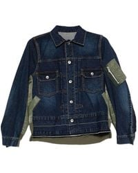 Sacai - Denim And Nylon Blouson Jacket - Lyst
