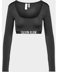 Calvin Klein Long Sleeve Crop Top - Black