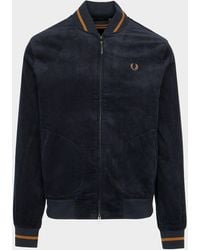 Fred Perry Corduroy Tennis Bomber Jacket Blue
