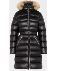Mackage Valery Belted Fur Long Puffer Coat - Black