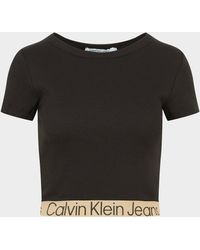 Calvin Klein Logo Tape Crop Top - Black