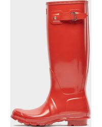 HUNTER Tall Gloss Wellington Boots - Red