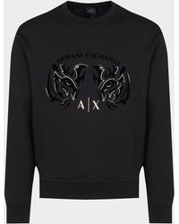 Armani Exchange Tiger Crew Sweatshirt Multi - Black
