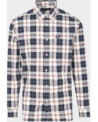Fred Perry Modernist Blue & White Check Men's Long Sleeve Shirt M3265-100
