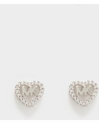 Michael Kors Diamante Heart Stud Earrings - White