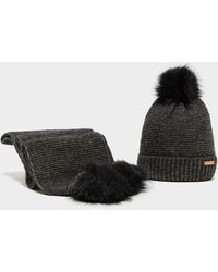 barbour bobble hat and scarf set womens