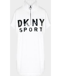 DKNY Logo 1/4 Zip Dress - White