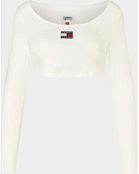 Tommy Hilfiger Badge Ribbed Top - White