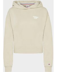 Tommy Hilfiger Cropped Tape Hoodie Nude - Natural