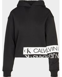 Calvin Klein Fleece Sweatshirt in Schwarz Damen Bekleidung Sport- Training und Fitnesskleidung Sweatshirts 