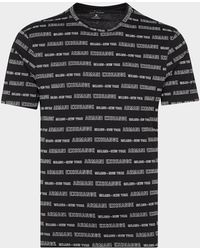 Armani Exchange All Over Logo T-shirt - Black