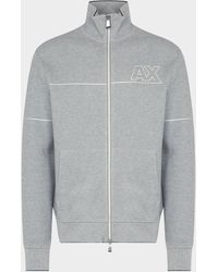 Armani Exchange Silver Logo Track Top - Grey