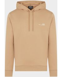 A.P.C Cotton Mens Item Logo Hoodie Beige in Natural for Men gym and workout clothes Hoodies Mens Clothing Activewear 