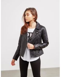 DKNY Quilted Leather Jacket Black