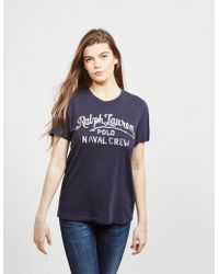 Polo Ralph Lauren - Womens Embroidered Logo Short Sleeve T-shirt Navy Blue - Lyst