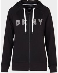 DKNY Track Logo Zip Hoodie - Black