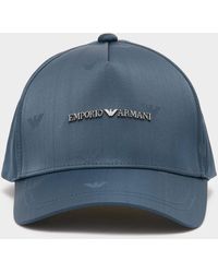 Emporio Armani - Nylon All Over Logo Cap Blue - Lyst