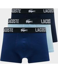 Lacoste 3 Pack Logo Trunks - Blue