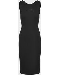 Calvin Klein Cotton Ck Rib Zip Through Mini Dress in ck Black (Black ...