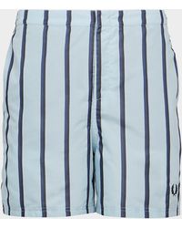 Fred Perry Striped Swim Shorts - Blue