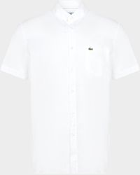 Lacoste Cotton Oxford Short Sleeve Shirt Ch 4975 White for Men 