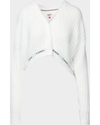 Tommy Hilfiger Cropped Furry Cardigan - White