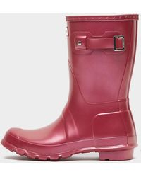 HUNTER Short Gloss Welly Boots - Red