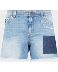 Versace Jeans Couture Patch Mom Denim Shorts - Blue