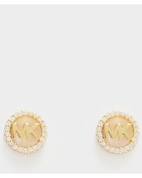 Michael Kors Diamante Logo Stud Earrings - Natural