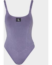 Calvin Klein Authentic One Piece Swim Suit - Purple
