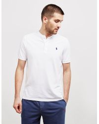 Polo Ralph Lauren Plain Grandad Collar Short Sleeve Polo Shirt White