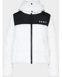 DKNY Color Block Puffer Jacket - White