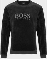 BOSS by HUGO BOSS Velour Crew Sweatshirt - Black