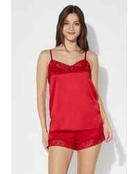 Tezenis Lace And Satin Tank Top - Red