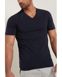 Tezenis T-shirt mit v-ausschnitt aus stretch-baumwolle - Blau