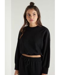 Tezenis Crop Sweatshirt With Oversize Sleeves - Black